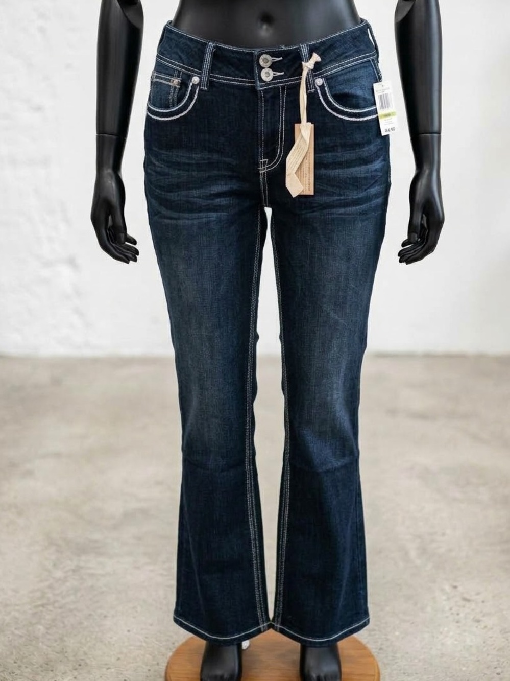Wallflower Dark Indigo bootcut Jeans with Contrast Stitching